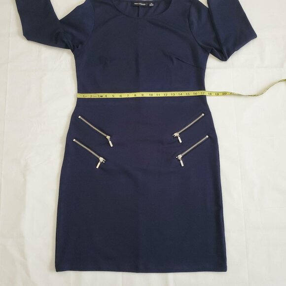 Nina Leonard Women’s Navy Blue Zippered Pockets 3/4 Sleeve Sheath Dress Medium - Picture 10 of 13
